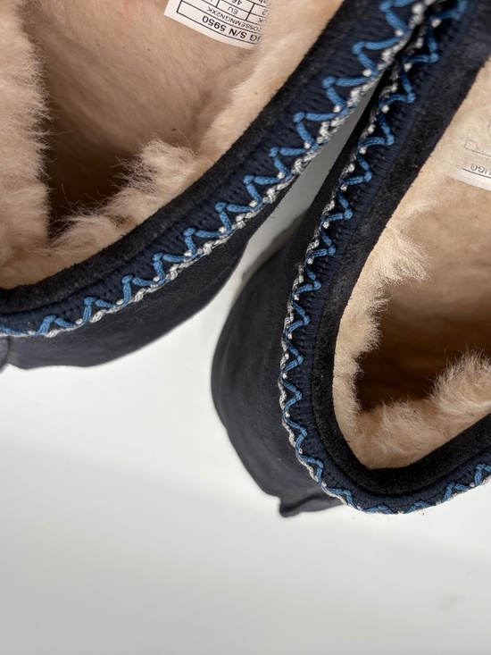 UGG Tasman Men’s Slippers 13 Navy Blue Shearling Lined Suede House Shoes 5950 - Picture 13 of 14